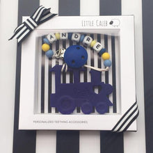 Load image into Gallery viewer, Little Caleb - Personalised Train Teether - Blue