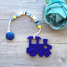 Load image into Gallery viewer, Little Caleb - Personalised Train Teether - Blue