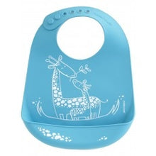 Load image into Gallery viewer, Modern Twist - Bucket Bib - Giraffe Giggles - Blue