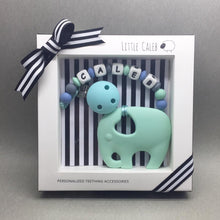 Load image into Gallery viewer, Little Caleb - Personalised Elephant Teether - Mint
